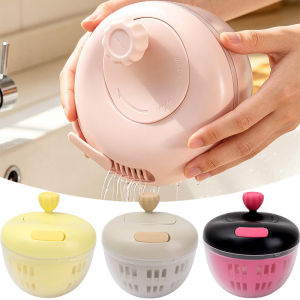 Household Fruit Vegetable Draining Basket / 360° Rotating Double Layer Salad Spinner / Removable Manual Vegetable Dryer for Kitchen