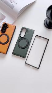 Business Sle 360 Rotating Magnetic Stand PU Leather Case for Samsung Z Fold 8 Ultra 7 6 5 4 3 Shockproof for Magsafe Slim Cover