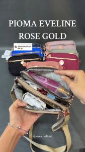 OPIOBAGS DOMPET SELEMPANG / DOMPET 4 RESLETING / DOMPET SELEMPANG WANITA NYLON / PIOMA EVELINE ROSE GOLD