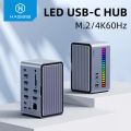 Hagibis Dual USB C Docking Station Triple Monitor LED Strip Light USB-C Hub Type-C Adapter With 8K DP&HDMI M.2 SSD Enclosure 100W PD USB 3.1 For MacBook Air Pro Laptop. 
