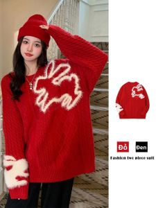 NIUVIES | Áo Sweater Đỏ Thiết Kế Elegance Phong Cách Thoải Mái