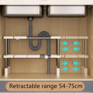 Stackable Storage Rack Wardrobe Layered Partition Rack Closet Sorting Shelves Telescopic Sink Holder Wardrobe Clothing Organizer