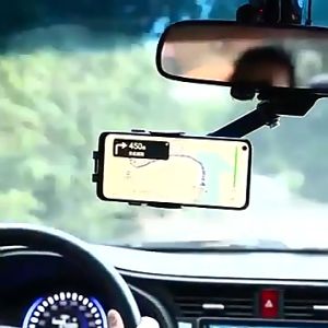 Anti Shock 360° Rotatable Car Rearview Back Mirror Phone Holder Universal Roller Adjustable Mount Clip
