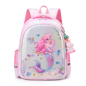 Lightweight Anti-Slip Fairy Tale Mermaid Girls Backpack for Kindergarten Nursery Childrens Bag Pink Cute Female Kids Bag