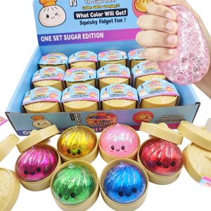 Beast Kingdom | Glitter Dumpling Squishy with Box Dumplings Sensory Steamer Soft TPR Dough Ball for Decompression Fidget Toy Stress Relief Gift