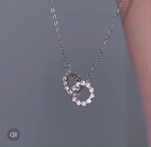 GLAMOR✨สร้อยคอ Diamonds Interlocking เงินS925 สไตล์ร่วมสมัย สำหรับผู้หญิง เรียบหรู จี้ห่วง