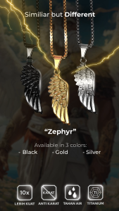 Emrys Liontin Set ZEPHYR Real Titanium Anti Karat Kalung Titanium Pria Wanita