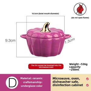 Pumpkin Ceramic Steamed Egg Bowl Eggs with Lid Small Stew Pot Stewed Egg Bowl Birds Nest Tureen Bain-Marie Breakfast For Home