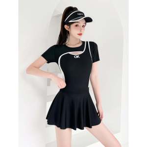 Conservative Womens One-Piece Swimsuit High-End Sensation Slimming Belly Cover Hot Spring Swimming Suit Summer Trend