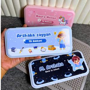 Tempat Pensil Anak TK / SD Custom Nama Lucu Bahan Plastik