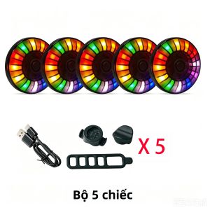 SHIZIWANGRI | Đèn Đuôi Xe Đạp Nhiều Màu Sắc Có Cảm Biến Chuyển Động 9 Chế Độ Sạc Type-C 500mAh Đèn Xe Đạp Phía Sau Chống Nước Cảnh Báo Khi Đi Xe Đạp Đèn Hậu