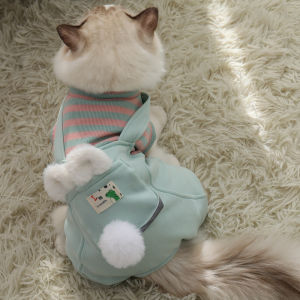 Warm Cute Cat Clothes Four-Legged Pet Costume for Kittens Small Cats Blue Cat Winter Warm Clothes Pet Supplies Hoopet