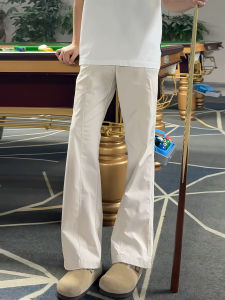 White Quick Dry Mens Summer Thin Three-Proof Soft Shell Cargo Pants American Diagonal Cut Straight Tube Workwear Trousers