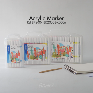 Bantex Spidol Akrilik / Acrylic Marker 24 Warna Dual Tip Tahan Air Untuk Ilustrasi & Dekorasi BK2005