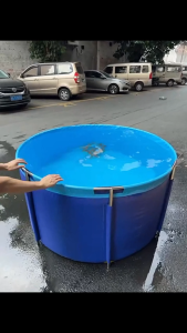 Round Canvas Fish Pond Bath Pool Full Set With Support Frame Waterproof UV Resistant Breeding Pond