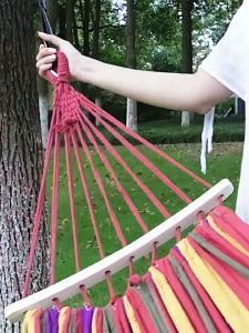 ANYELLA Outdoor Hammock Portable Garden Hammock Sports Home Travel Camping Swing Canvas Stripe Hang Bed Hammock