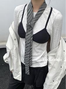 YoRoooi Casual Stripe Linen Cotton Tie Womens Accessory Retro British Style Streetwear Fashionable Necktie for Men And Women