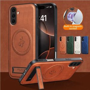 PU da đứng trường hợp cho Samsung Galaxy A56 A55 A54 A53 A52 A36 A34 A35 A33 A26 A25 A23 A22 A16 A15 A14 A13 A12 A06 4G 5G MagSafe không dây sạc điện thoại bảo vệ khung vỏ