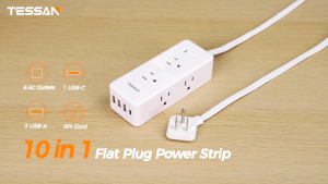 TESSAN Extension Cord With USB Port Power Strip Heavy Duty Surge Protector 6 Outlets 1.5 Meter for Home Office