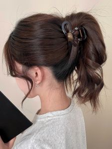 Fancy Fishtail Pearl Grip High Ponytail Fixed Shark Clip Female Hairpin Back Head Hair Volume More than Large New