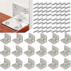 4/8/12 Pieces of 4-Hole L-Shaped Brackets with Screws Suitable for Chairs Tables Beds Wardrobes Cabinets Etc