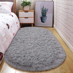 VIKAMA Soft Washable Carpet Anti Slip Oval Carpet Living Room Bedroom Bedside Carpet Home Decoration