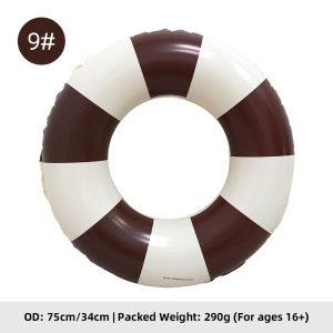 Summer Multicolor Striped Inflatable Swim Ring Thick PVC Leakproof Portable Foldable Pool Float Swimming Circle for Adults Kids