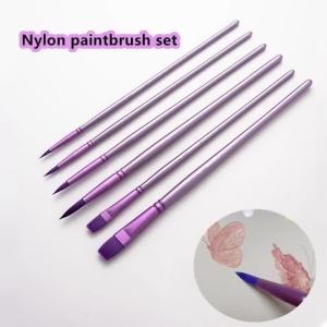 4/6ชิ้นสีน้ำชุดแปรงไนล่อนผมสีน้ำพิเศษแปรงระบายสีศิลปะนักเรียนจิตรกรรมรอบ/หัวแบนศิลปะสีเครื่องมือ