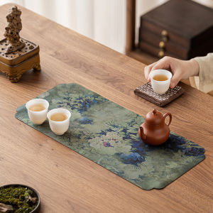 ผ้าคลุมโต๊ะชาแบบมีฟองน้ำกันน้ำ ผ้าฝ้ายผสม ทรงสั้น ลายชา วัสดุผ้าฝ้าย ชุดชาแบบหรูหราสไตล์จีน สองสี