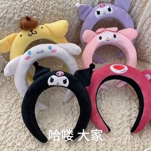 Bando Bulu Sanrio Fluffy Karakter Cosplay Cinamorrol Kuromi Pompurin Melody Bando Make Up Headband Lucu Fashion Cute Bandana Korea