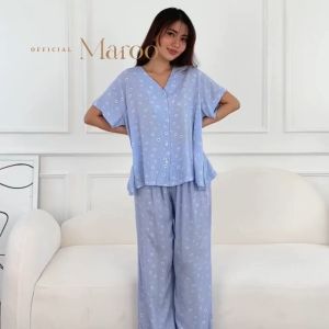 Maroo - Kiyomi Pajamas | Piyama Tidur Wanita/ Set Baju Tidur Piyama Rayon Wanita/ Pajamas Wanita