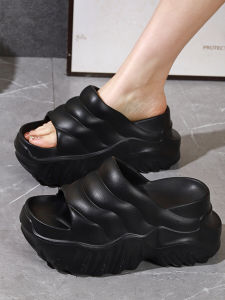 2025 Summer Thick Heel High Heel Slippers Outdoor Wear Platform Lazy One-Strap Sandals EVA Material Korean Style Daily Shoes