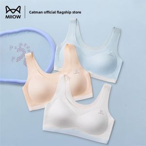 MiiOW | Cat Girl Sports Bra For Preteen Girls Shockproof Underwear Teenage Development Stage Nylon Fabric Suitable For Ages 12-14
