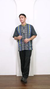 (BONUS DUS) Baju Koko Pria Terbaru Lengan Pendek MOERBA Songket Warna 19D243455