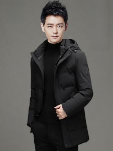ROMON | แจ็คเก็ตขนเป็ดหนาแบบยาวปานกลางสำหรับผู้ชาย อบอุ่นในฤดูหนาว แจ็คเก็ตขนเป็ดแบบหนาป้องกันความหนาว แจ็คเก็ตขนเป็ดแบบบางมีฮู้ด แจ็คเก็ตขนเป็ดแบบบางมีฮู้ด แจ็คเก็ตขนเป็ดแบบบางมีฮู้ด