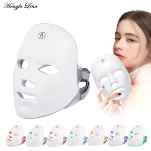 Hengfa Lina USB Charge 7 Colors LED Facial Mask Photon Therapy Skin Rejuvenation Anti Acne Wrinkle Removal Skin Care Mask Skin Brightening