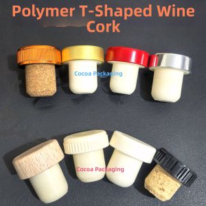 Plastic High-Molecular Wine Bottle Stopper T-Type Wood Plug Sealed Champagne Cap Alcohol Seal Safety Wine Decanter Accessories