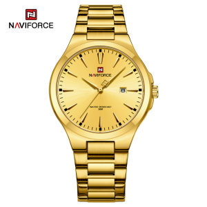 Naviforce đồng hồ cho Nam Thường Ngày không thấm nước thạch anh bằng thép không gỉ đồng hồ đeo tay đồng hồ Vàng Lịch ban đầu