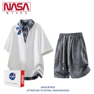 NASA WTAPS | Mens Fake Two-piece Shirt Collar Short Sleeve Set for Summer Wear