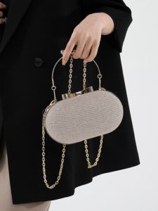 Fashionable Summer Silver Chain Crossbody Bag Womens Handbag Elegant Design Party Bag Soft Material Single Shoulder Strap