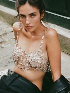 Áo Ba Lỗ Khoét Sâu Ngọc Trai Gợi Cảm Club Night Cross-Border 2023 Áo Ba Lỗ Không Dây Mùa Hè 2023 Cho Nữ