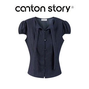 Cantonstory | French Vintage Dark Blue High Waist Wide Leg Pants