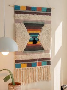 Tấm Vải Treo Phong Cách Scandinavia in Họa Tiết Cotton Lanh Dệt Thắt Nút Trang Trí Nhà Máy Khách Du Lịch Hình Chữ Nhật