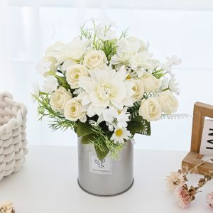 Artificial Flower Silk Dahlia Little Rose Combination Home Vase Decor Outdoor Garden Wedding Bride Wreath Bouquet Accessory Gift