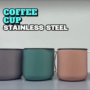 CCN 350ml Stainless Steel Coffee Cup Mug with Handle Iced Drinks Insulated Cup Lid Hot Cold Beverage Home Office Use
