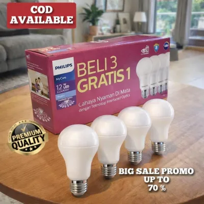 Lampu Philips LED Mycare Multipack Bulb 12 Watt Putih isi 3 gratis 1