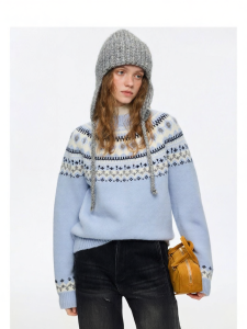 VEGA CHANG | Áo Sweater Lông Cừu Họa Tiết Fair Isle Nữ