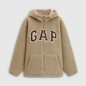 Gap | Autumn and Winter Loose Hooded Logo Faux Sheep Fur Sweater