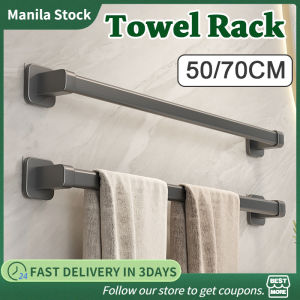 Wall-Mounted Towel Shelf Punch-Free Towels Holder Bar Bathroom Storage Rack Towel Rack Organizer
