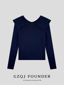 เสื้อสเวตเตอร์ถักคอปกใหญ่แขนยาวทรงสลิมฟิตสำหรับผู้หญิง เสื้อชั้นในฤดูใบไม้ร่วงและฤดูหนาว แฟชั่นใหม่ เสื้อคลุมกันหนาวแบบสวมหัว